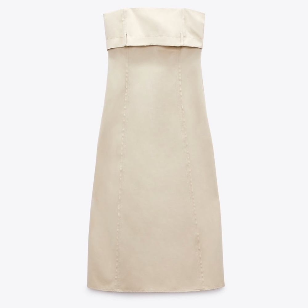 Zara limited edition strapless stylish cotton dress - Picture 4 of 9